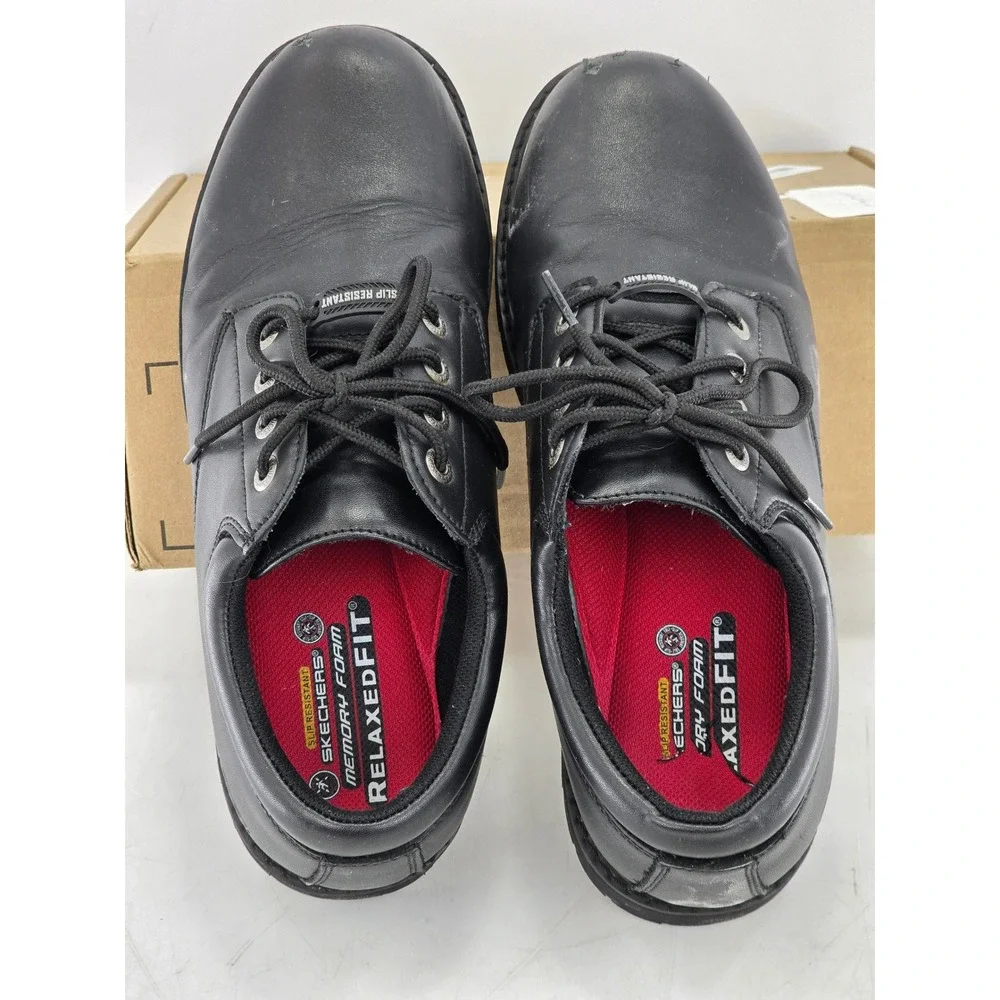 Skechers Work Shoes Mens 12 Black Relaxed Fit Memory Foam Slip Resistant - Good